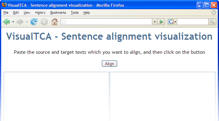 VisualTCA initial screen